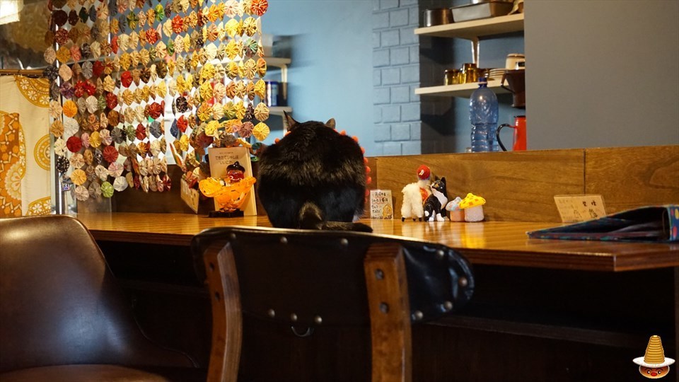 猫の居るカフェで、できたてホットン（猫足跡）ケーキ←ホットケーキ♪サビオ カフェ（神戸/西宮北口）
